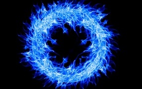 Голубое огненное кольцо  на черном фоне