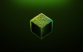 Куб на зеленом фоне 3д графика