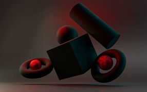 Геометрические 3д фигуры парят в воздухе