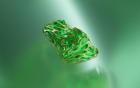 Green 3D crystal on background