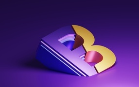Large 3D letter on a purple background