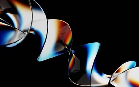 Большая разноцветная 3д спираль на черном фоне