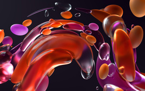 Разноцветные абстрактные пузыри на черном фоне