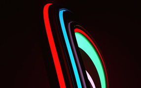 Neon glowing waves on black background