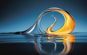 Orange abstract wave in water