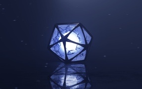 Polyhedron with a bright ball inside 3D graphics