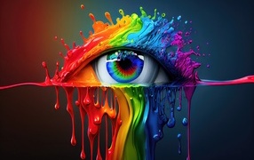 Глаз нарисован разноцветными красками