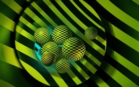 Yellow 3D balls with a black checkered pattern