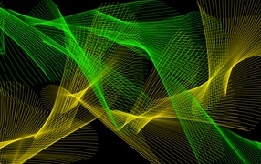 Желтая и зеленая абстрактная сетка на черном фоне