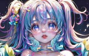 Большие глаза у девушки аниме