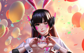 Девушка аниме показывает руками сердце