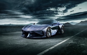 Автомобиль Cupra DarkRebel на фоне грозового неба