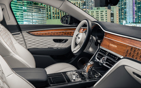 Expensive leather interior of the car Bentley Flying Spur Hybrid The Surgeon 2022