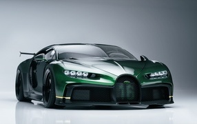 Green Bugatti Chiron car on a gray background