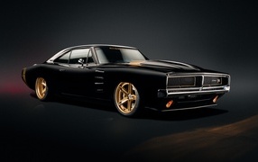 Черный ретро автомобиль Dodge Charger Tusk 1969 года