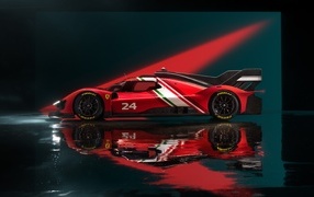 Вид сбоку на автомобиль Ferrari 499P Modificata