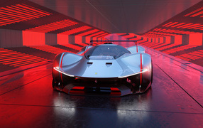 Серебристый автомобиль Ferrari Vision Gran Turismo