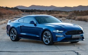 Expensive blue car Ford Mustang California