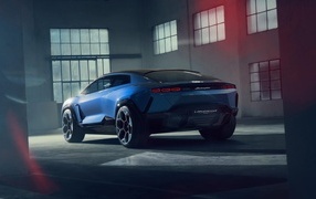 Blue Lamborghini Lanzador Concept EV rear view