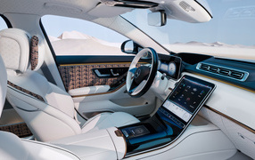 Белый кожаный салон автомобиля Mercedes-Maybach S 680 4MATIC Haute Voiture 2023 года