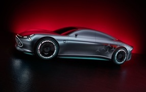 Автомобиль Mercedes Vision AMG Concept  на красном фоне