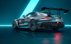 Rear view of the 2023 Mercedes-AMG GT2 PRO race car