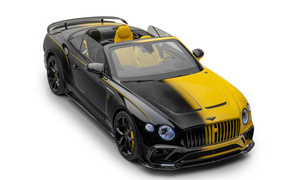 Двухцветный автомобиль Mansory Vitesse Continental GTC 2022 года на белом фоне