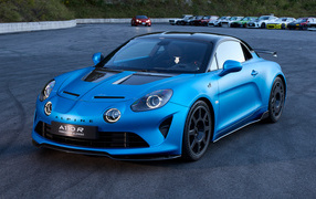 Синий автомобиль Alpine A110 R Fernando Alonso 2022