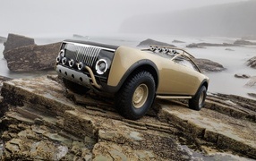 Автомобиль Maybach With Virgil Abloh стоит на камнях