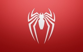 Белый паук на красном фоне