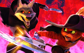 Битва волка с котом мультфильм Кот в сапогах 2: Последнее желание