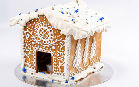 Gingerbread house on white background for christmas