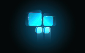 Голубой логотип Windows 11 на черном фоне