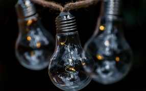 Стеклянные лампочки на веревке 