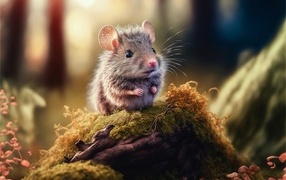 Маленькая мышь в лесу 