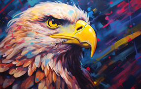 Painted eagle close up
