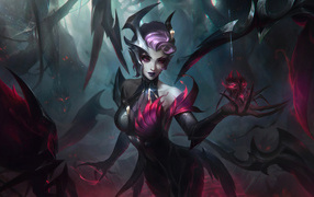 Девушка демон с пауком в руке