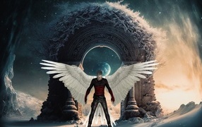 Фантастический мужчина с крыльями ангела