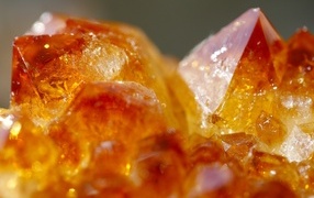Bright orange crystals close up