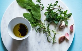 Olive oil with herbs and garlic