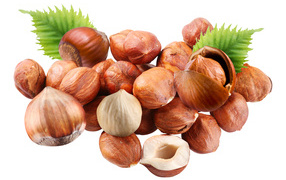 Вкусные лесные орехи на белом фоне