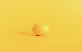 Large yellow lemon on a yellow background