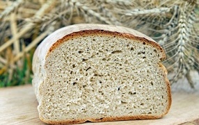 Delicious fragrant fresh bread close up