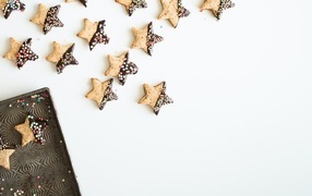 Star cookies on white background