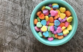 Sweet hearts in a vase on the table
