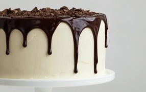 White birthday cake with chocolate