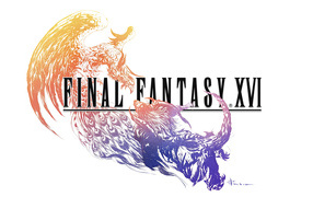 Beautiful poster of the computer game Final Fantasy XVI on a white background