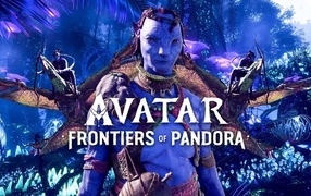 Colorful poster of the computer game Avatar: Frontiers of Pandora