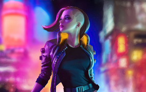 Girl soldier from the computer game Cyberpunk 2077