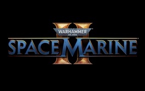 Logo of the computer game Warhammer 40,000: Space Marine 2 on a black background